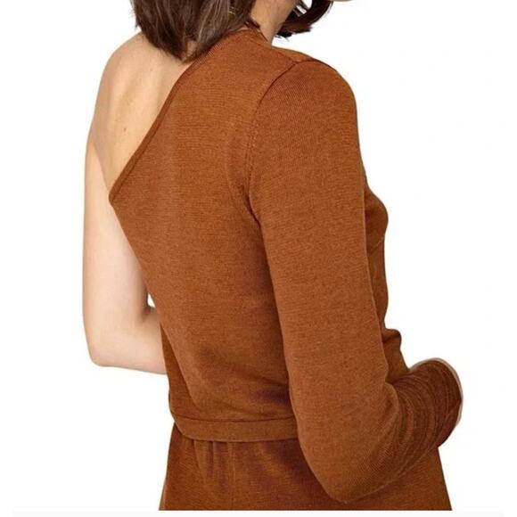 Callahan Sweater Womens Medium‎ Lora Rootbeer Brown One Shoulder Knit Top - Picture 3 of 8